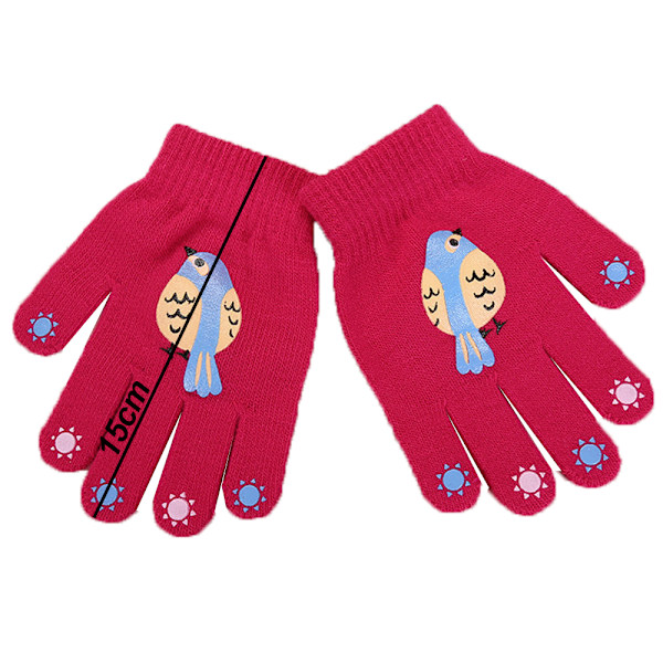 Hanske for barn, vinterstrikkhansker, elastiske hansker med fulle fingre for gutter og jenter