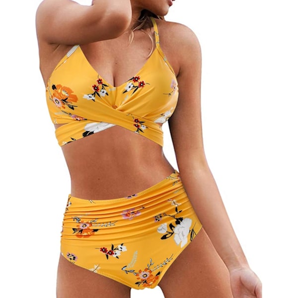 Bikiniset för kvinnor med hög midja, bandage, två delar, push-up