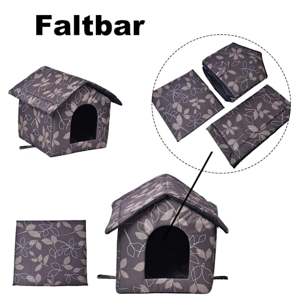 Udendørs Kattehus Vintersikkert, Foldbart Vandtæt Vejrbestandigt Kattehytte Husdyrs Hus