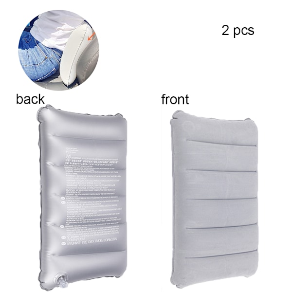 Uppblåsbar Kudde, 2-pack Komprimerbar Kudde Bekväm Uppblåsbar Kudde med Flockning för Sovning Ergonomiskt Nacke- & Ländryggsstöd för Camping Kontor