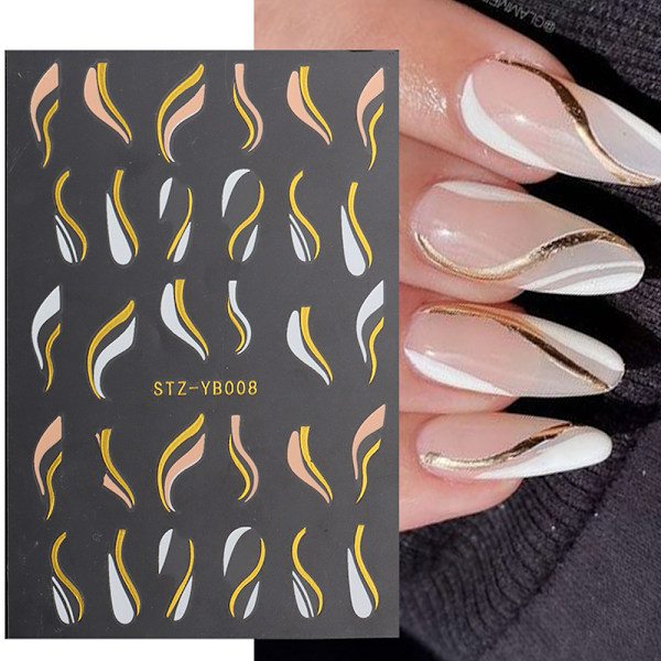 6 st Nagelstickers Dekal Marmor Vågig Nagelkonst Tillbehör Nagel DIY Dekoration 3D Limmande Nageltillbehör