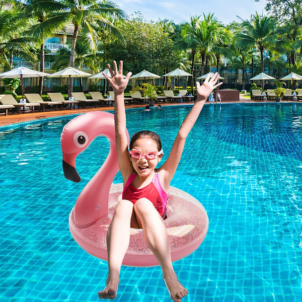 Svømme Ring Pool Float, Flamingo Form Oppustelig Pool Float Med Glitter, Oppustelig Fritids Raft Tube Svømme Ring Sommer Børn Pool Legetøj