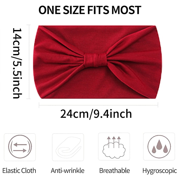 6 stk Hodebånd for Kvinner Boho Bredt Hodebånd Knutet Hode Wraps Turbaner Hårtilbehør