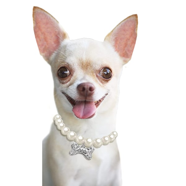 2 st hund katt pärlhalsband halsband med strass ben, snyggt katt bröllopshalsband smycken hundar tillbehör