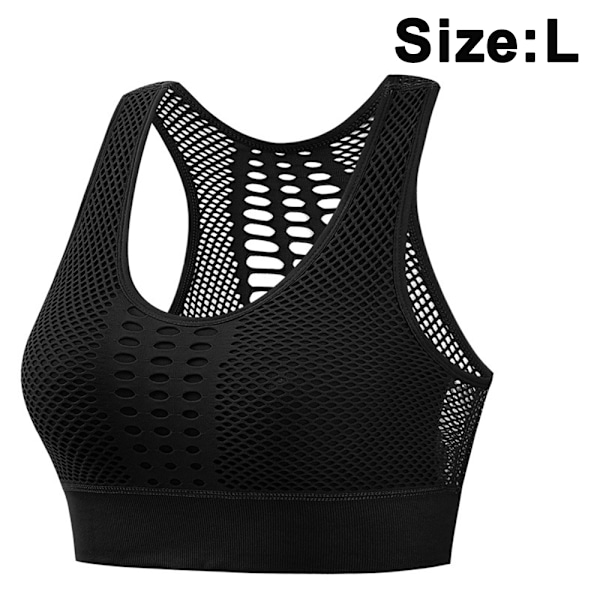 Sportbehå för kvinnor, sömlös, stötdämpande, samlande, yogabehå, mesh, avtagbara vadderade, träningsbehå, trendig atletisk crop top