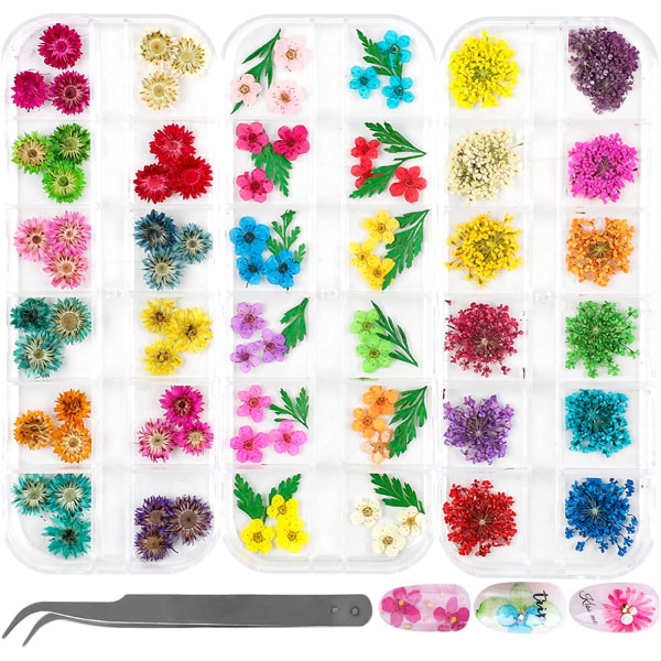 120st Nageltorkade Blommor Hartstillbehör 3D Nail Art