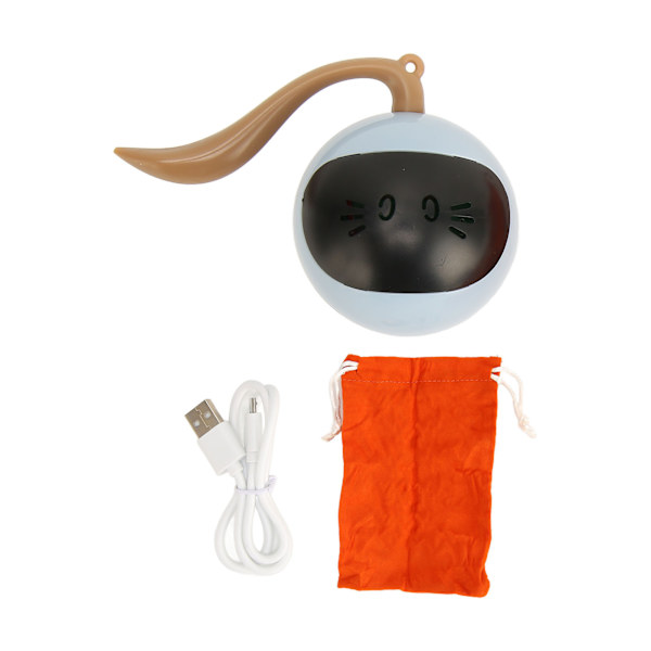 Automatisk Kattboll Leksak Touch Control USB Laddningsbar Interaktiv Smart Kattunge Rullande Boll med LED Färgrik Ljus Blå