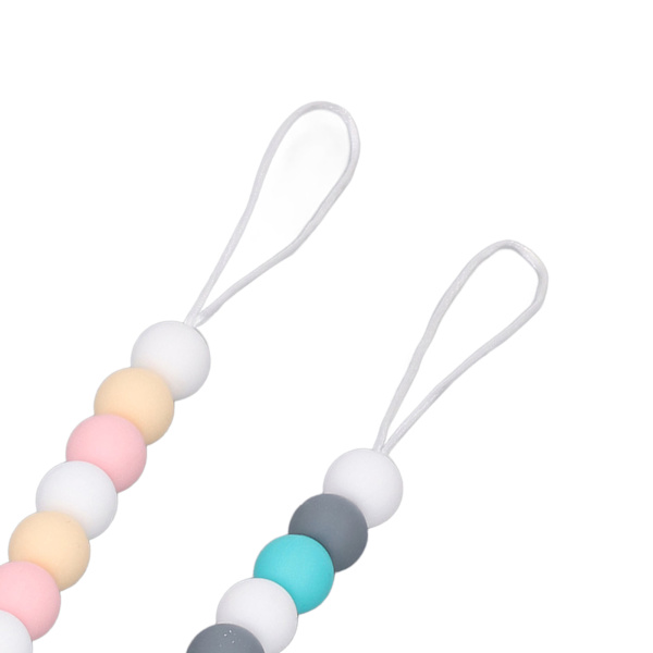 2 st Babynapphållare i Silikon, Enstycks Pärlor, Napprem, Hållare, 24 cm Lång, för Babyshower, Födelsedag, Jul