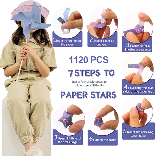 1120 Arkkia Origami-Paperia Tähtien DIY Käsintehtyihin Tähtien Origami-Onnen Tähtien Paperin Taitteluun Origami-Tähtien Paperinauhoihin Paperitaiteen ja -käsitöiden Tekemiseen