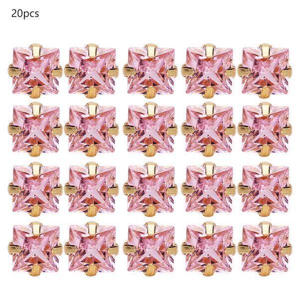 20 st Sy Rhinestones Kvadrat/Hjärta DIY Kläder Skor Tillbehör 6/8/10mm6mm Kvadrat Rosa