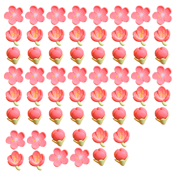 60 stk Harpiks Blomster Flatback Knapper for DIY Hårklipp Hodebånd Scrapbooking Pynt