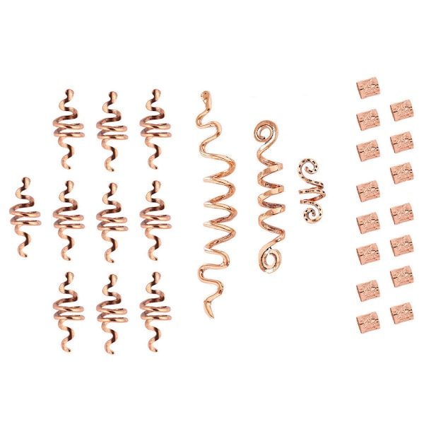 28 Stykker Hårperler Spiralspoler Dreadlock Perler Fletteringer Ringer Klips Metall Mansjetter Hår Smykker Hår Wraps Tilbehør Slange Hårklips