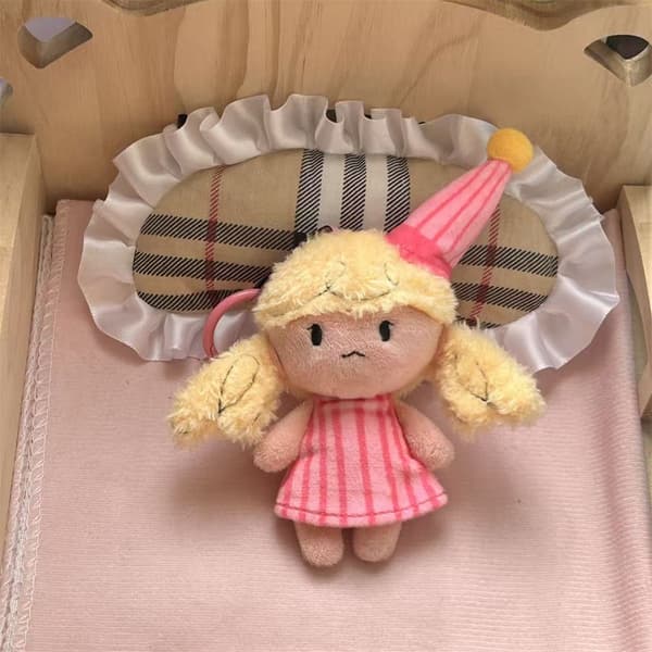 Adoudou Cute Fluffy Plush Gnome Keychain - Star Hat Soft Wool Pendant for Bag Charm