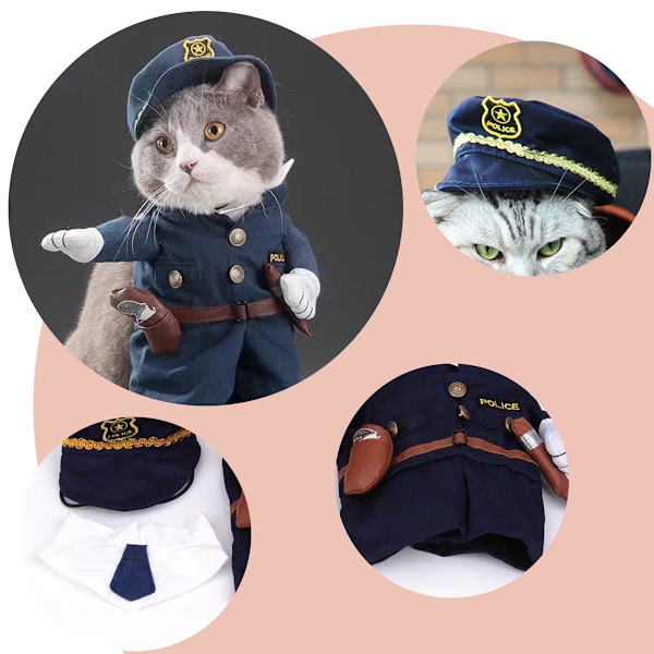 Kostymkläder med hatt Husdjur Hund Katt Halloween-kostymer för fest Jul Specialevenemang Kostymuniform med hatt Rolig husdjur