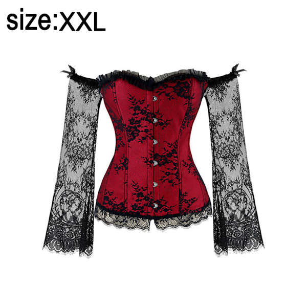 Naisten korsetit Bustier Top Gothic Sexy Olkapäähihnoilla - Punainen