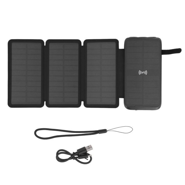 Solar Phone Power Bank LED multifunktionell vattentät 5W trådlös laddare med USB kabel för utomhusbruk