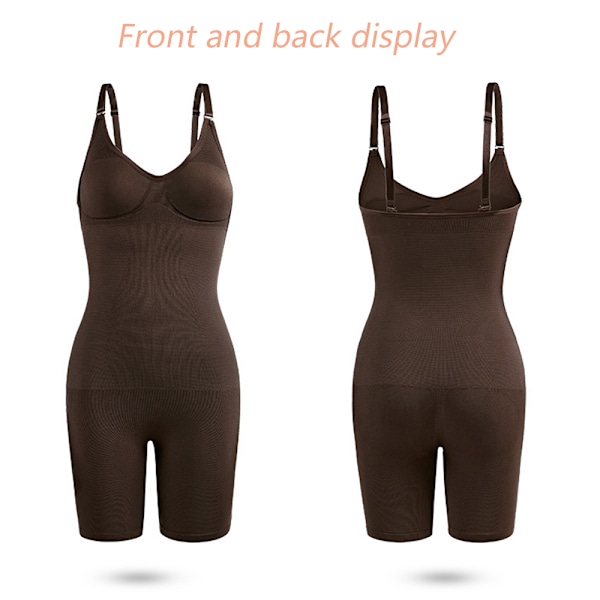 Bodysuit til kvinder med mavekontrol Shapewear Mid-lår Sømløs Full Body Shaper Justerbar - Brun