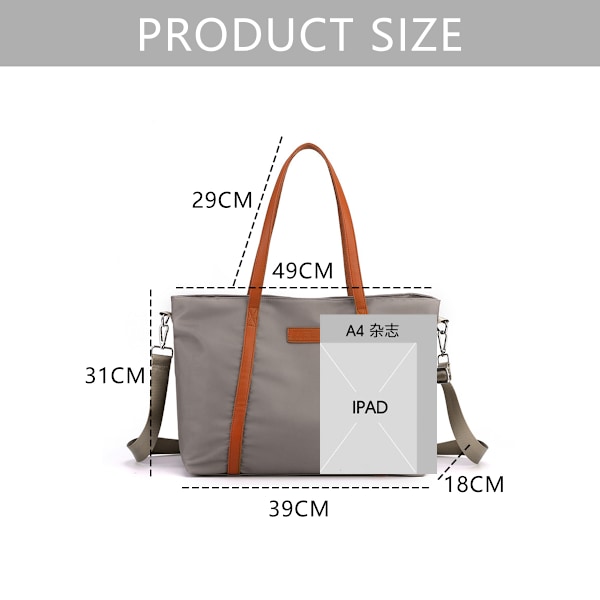 Tote Bag för Kvinnor Arbetsväska 15,6 tum Canvas Axelväska Dator Messenger Plånbok Lärare Handväska Kontorsväska