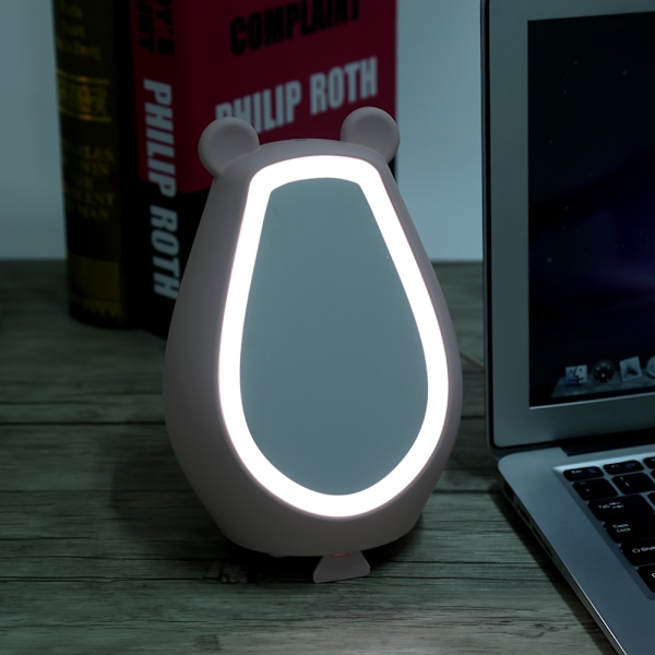 Digital Spejl Vækkeur Bluetooth Forbindelse Soveværelse Natlys LED Lampe USB Opladning Pink