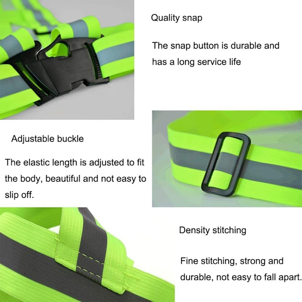 Reflekterande Väst Säkerhetsutrustning Hög Synlighet & Fullt Justerbar med 2 Reflekterande Armband för Löpning Jogging Cykling Promenader på Natten
