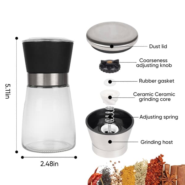 Original Salt Mill Refillable Spice Grinder with Ceramic Blades, Brushed and Adjustable Coarseness from Pepper Grinder