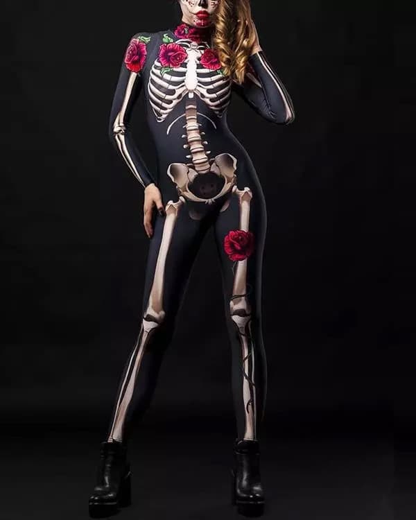 (120 Sort) Halloween Skelet Kostume Til Børn Og Voksne