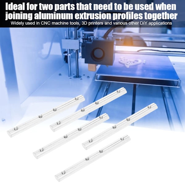 5 st 20 Aluminiumprofil Rakt Koppling Förlängning för CNC-maskinverktyg EU-standard