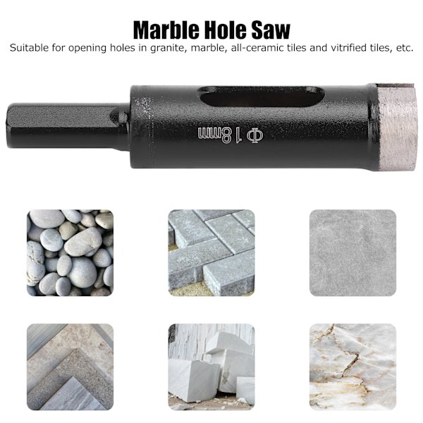 Diamantborhullsag for keramiske fliser, betong, marmor, sintrat materiale - 18 mm