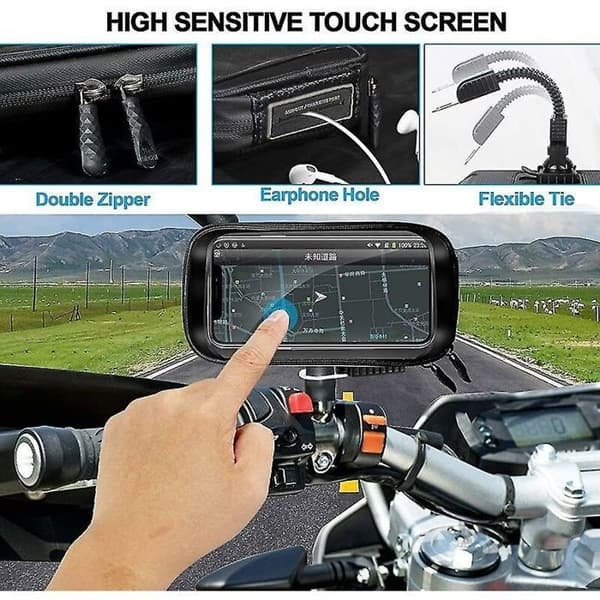 Universal Motorcycle Phone Mount - Waterproof - 360° Rotation - Up to 6.5\"