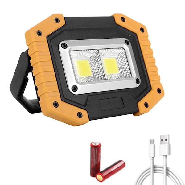 LED-arbetsljus, 30W uppladdningsbart arbetsljus, bärbart LED-vattentätt LED-strålkastarljus för utomhuscampingvandring Akutbilreparation och arbetsplats