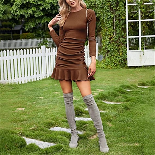 Elegant Kvinners Langærmet Bodycon-kjole med Sløyfe til Cocktailfest