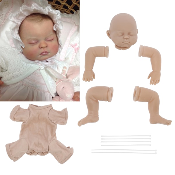 20 Tums Omålad Simulerad Reborn-docka Kit Oavslutad DIY Bebisdocka Formdelar Set