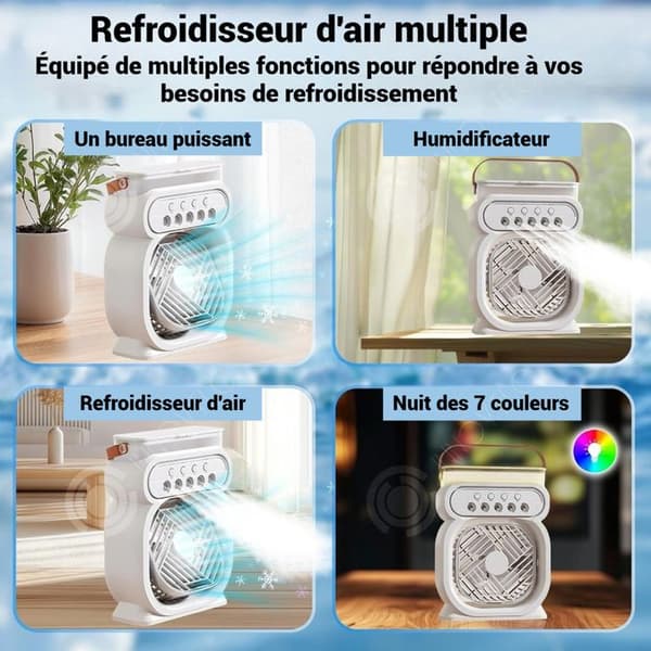 Misting Fan 7 Colors Night Light 3 Wind Speeds Timer Fan, Quiet Air Conditioner for Home Office