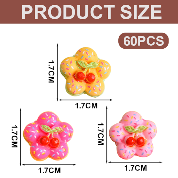 60 st Resin Charms, Candy Resin Charms Flatback Pärlor Tillverkning Tillbehör för DIY Hantverk, Scrapbooking, Hårklämma