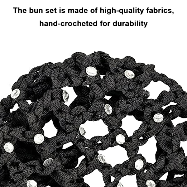 Hårbolledeksel Hårnett for Jenter Kvinner Håndlaget Strikket Mesh Perler Dekor Elastisk Hårnett for Ballet Dans Skøyting Bolle Mesh Deksel