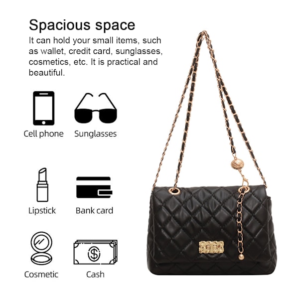 Damväska Mode Koppling Handväska Quiltat Designer Crossbody Väska med Kedjesträck