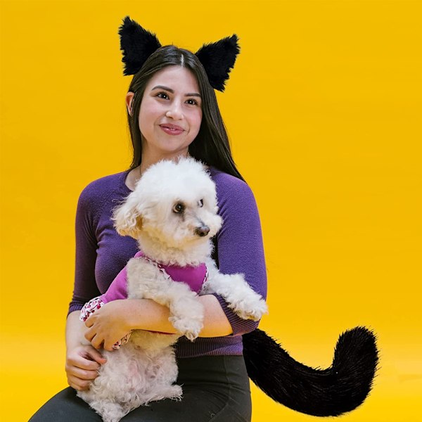 Katteører og hale sæt Voksen ører hale kit Kunstig pels hale til børn Hals choker Halloween Jul Fest forsyning