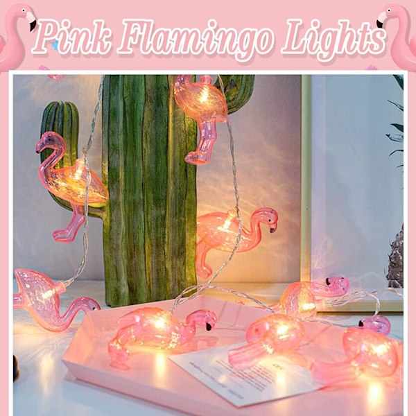 Rosa Flamingo String Lights, 6,5 Ft String Lights med 20 LED batteridrivna Flamingo Fairy Lights för Flamingo Presenter, Flamingo Party och Yard