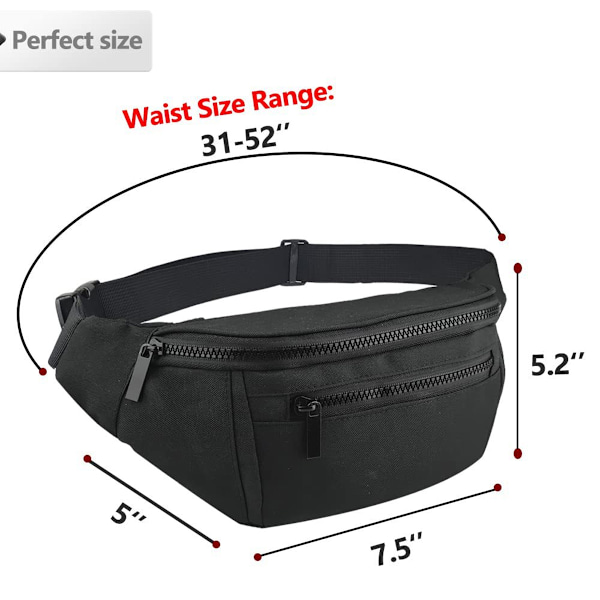 Fanny Pack för Kvinnor - Trendig Midjeväska, Bältesväska för Resor, Promenader, Löpning, Vandring, Cykling, Lätt att Bära Telefon, Plånbok