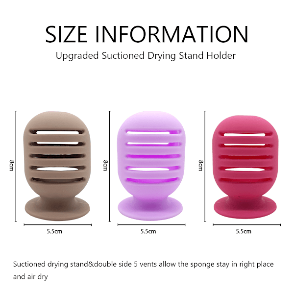 3-pack Makeup-svampställ, Silikon Beauty Blender-hållare för resor, Sugkoppstorkställ för makeup-svampar, Skyddande bärfodral