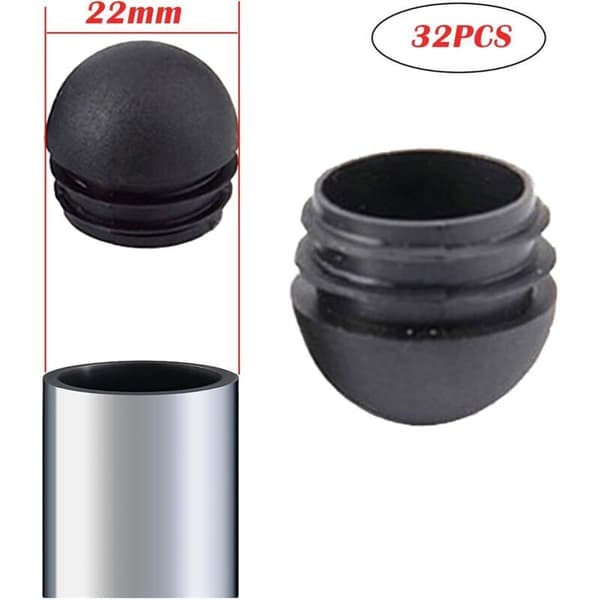 Sorte runde stolebenshætter, runde indstikshætter til stoleben, stolebenshætter, 32 stk (22 mm)