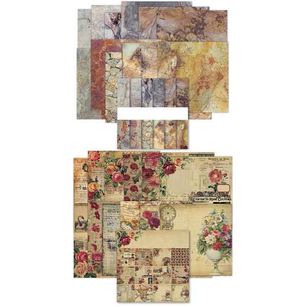 Klipppapper, 24 tidskriftspapper, diverse origami, ensidigt vintage klipp DIY dekorativt korttillverkning