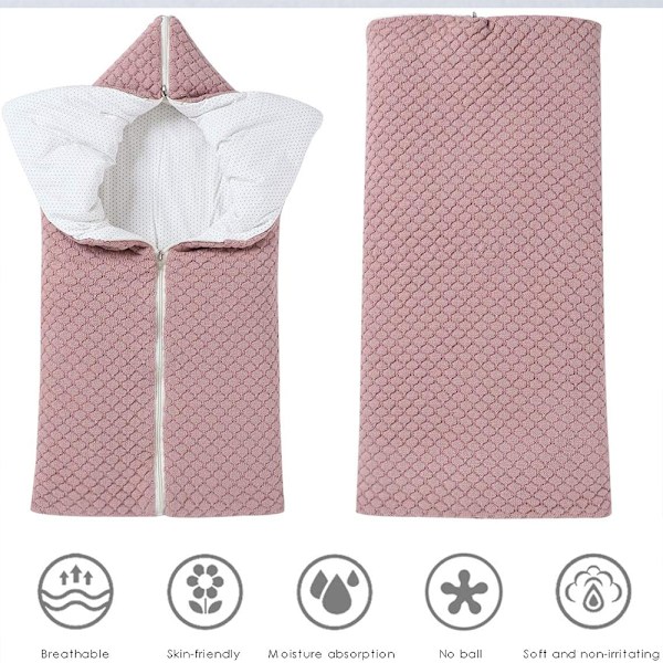 1 st Babyfilt i Fleecefodrad Bärbar Spädbarnsstickad Vagnnappfilt Plus Bomull, Nyfödd Tjock Mjuk Varm Sovsäck