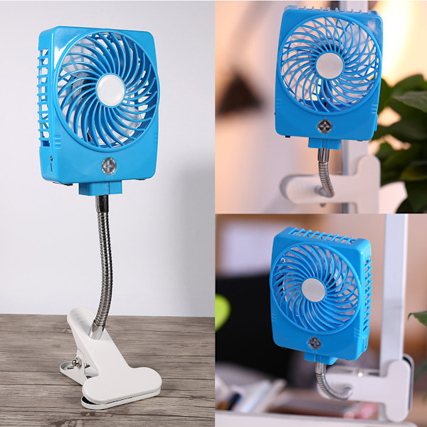 3,5W USB Mini Bærbar Kvadratisk Elektrisk Fan Bord med Klipsbase til Hjemmekontorbrug