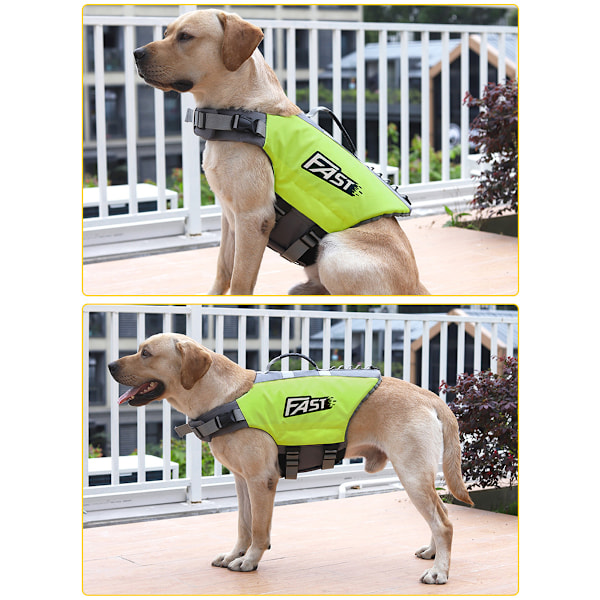 Hundevest, Refleksvest for Hunder, Justerbar Redningsvest for Kjæledyr med Oppdrift og Redningshåndtak, Tårebestandig