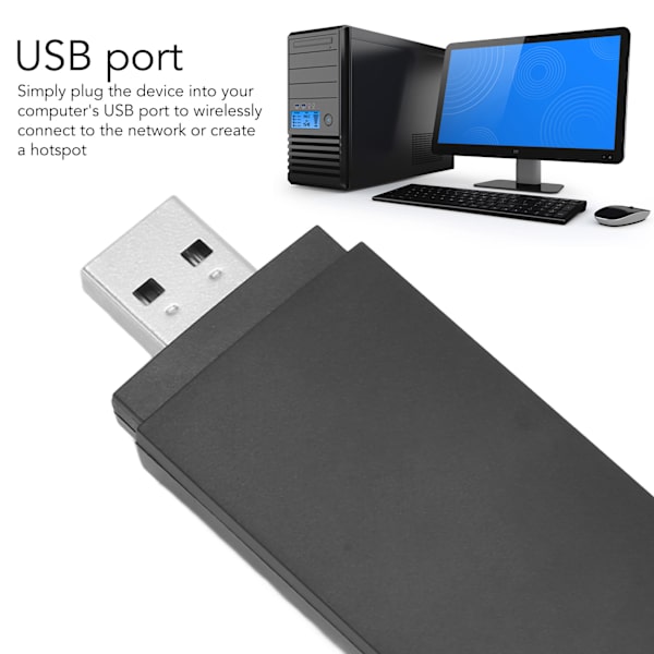 Mobil WiFi Hotspot 4G LTE 150Mbps USB Bärbar WiFi Router med SIM-kortplats för utomhusresor Svart