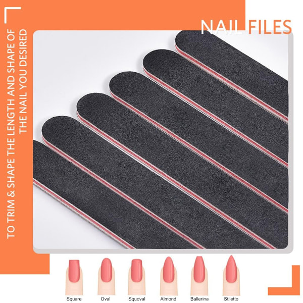 1 set Nagelfil och Buffersats, Nagelfilar för Gelnaglar Akryl Naturliga Naglar, Manikyr Nagelfil Kit Korn Emery Board Filer Buffring Buffrar Block