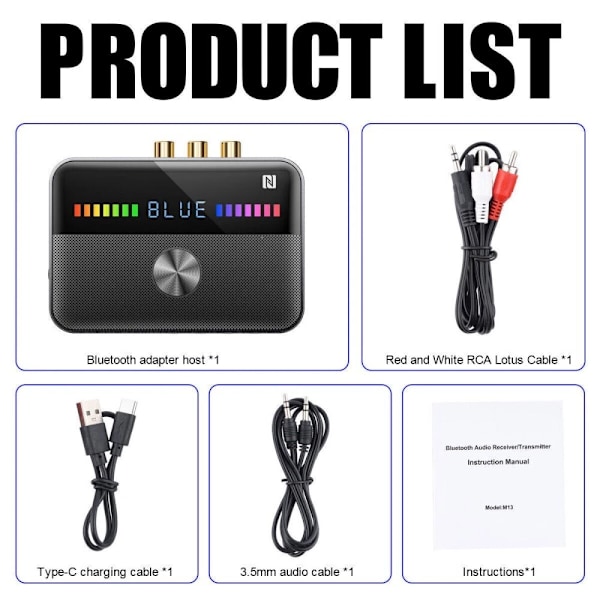 2-i-1 Bluetooth 5.3 Modtager Sender NFC HiFi Stereo Lydadapter AUX