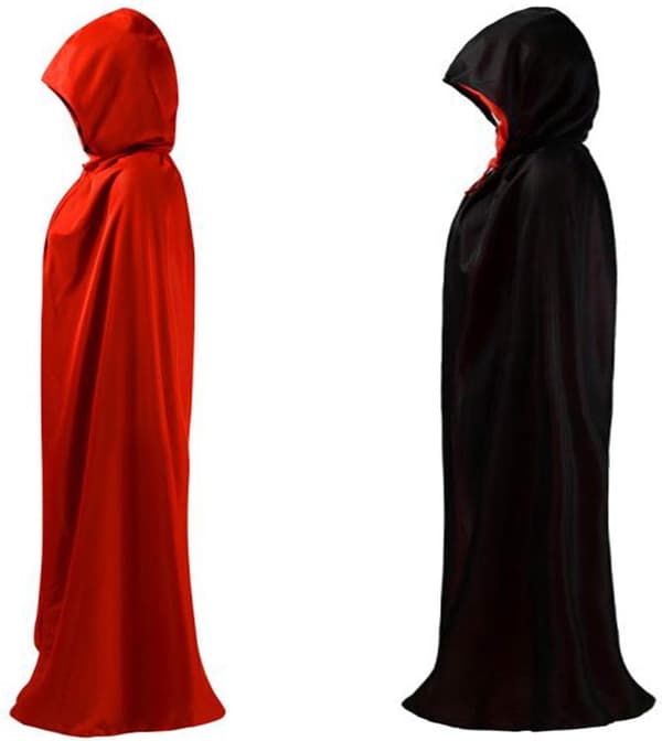 Halloween Kappe 150 cm Voksen Hætte Vendbar Cosplay Karneval Kostume Sort/Rød