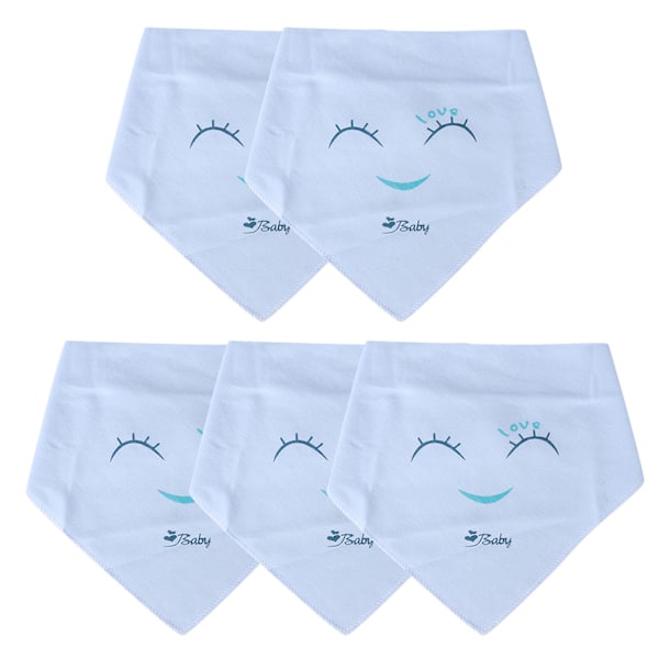 5 stk Baby Smekke Unisex Spedbarn Bandanas Myke Baby Smekke Sjal for Smekking Blå